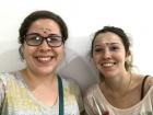 Me and my friend with tilaka, or marks on our forehead, drawn by the Hindu priests to welcome us to the temple