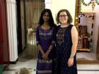 People wear new clothes for Diwali- here are Hema and I in our new Diwali dresses