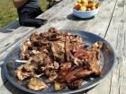Delicious Mongolian barbeque, called horhog
