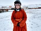 Ready to ride in negative temperatures in this cozy traditional Mongolian deel