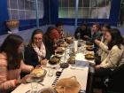 My friends and I eating dinner at a traditional Moroccan restaurant in Chefchaouen, Morocco