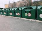 One of the many "trash centers" located on campus. If you expand the photo, you can see the different ways you're encouraged to recycle your waste! 