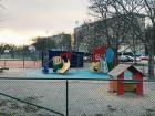 Playgrounds and basketball courts are commonly featured within school grounds