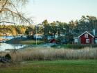 Check out his cute little red house and how its colors fit in beautifully with its surroundings! 