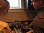 Getting our hands (and faces) dirty making tahini pies!