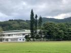 This is Rui Feng Elementary, which is a fairly small building covered by trees and surrounded by mountains