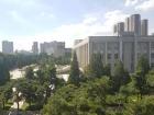 A view from one of my classrooms - the building on the left is the campus library 