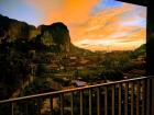 The limestone cliffs at sunset