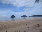 One of Ao Nang's many beaches, where small islands sit close to the shore