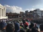 This is the crowd and the army lined up at Indra Jatra in Kathmandu, Durbar Square