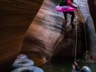 This is me canyoneering with my friends and inner tubes on spring break in Zion National Park