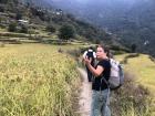 My friend and teacher as we arrived in Simigaun and walked through all the fields of millet