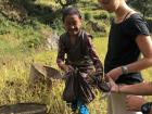 All of the students worked with this village woman one afternoon to harvest millet