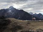 After getting dropped off at the Hotel Everest View helipad just above Namche, there goes my helicopter about to take off again for Lukla