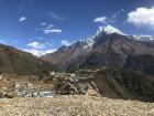 Sitting on the Namche helipad and admiring the gorgeous blue skies of early winter 