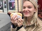 My friend with her Knackwurst