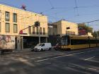 A yellow tram in Dresden