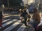 Crossing the street by Parque de San Lázaro