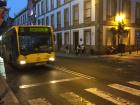 Many people get around the city by using public buses