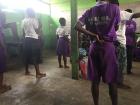 These are some of the students at my internship practicing for their cultural dance-- someone in the middle wanted to watch...