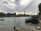 The Seine river in Paris on a gloomy day