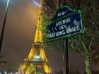 The Eiffel Tower lit up at night