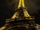 The Eiffel Tower on a cold dark night