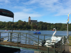 Paddle boating on the Schlossteich (castle pond) in the Chemnitz city center