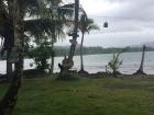 On the other side of the bus stop, there was the beach