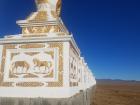 A horse monument outside of the city