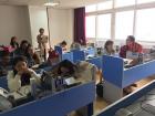 My students in the midst of a reading and listening activity