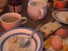 Breakfast at our hostel included porridge, fresh bread, coffee, oranges, and hard boiled eggs!