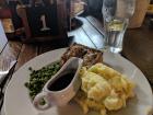 A chicken and mushroom pie meal from the Ship Inn