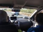 Inside a taxi