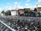 Bike parking at one of the train stations - an example of how popular bikes are!