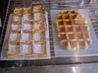 A great comparison between a Brussels waffle (left) and a Liege waffle (right)