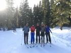 Here is a photo of my mom, sister Lauren, dad, me and my sister's fiance (right to left). We are preparing to cross-country ski in Oregon, my home state!