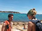 Sometimes, I get to go on trips with my friends from work. Here are two of my "labmates". We are about to go snorkeling!