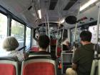 Inside the bus on a Sunday afternoon. The buses are always well-used.