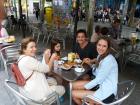 Sharing churros con chocolate with my friend's parents and little sister.