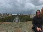 Hello from the top of the Arc de Triomf (Victory Arch)! The pedestrian walkway below is a great outdoor space that is filled with dancers, runners, and roller skaters, even on cloudy days.