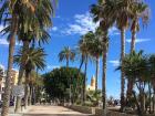 Large promenades such as these attract many people to explore the beaches of Catalunya. This city is called Sitges.