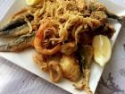 Plate of sea food near the beach in Malaga!