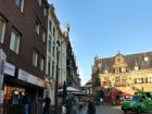 As you look farther down this street you can see the difference between the modern shops in the front and the older shops toward the back