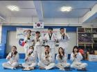 Here is a taekwondo class with beginner students