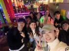 Hanging out with my friends at the bowling place