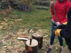 Even I had to help with winter preparations by splitting logs