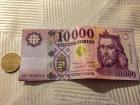 10,000 Hungarian forints is about $35.00
