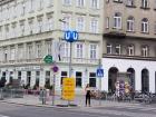 These blue signs mark the U-Bahn station entrance