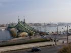 A large bridge over the Danube River in Budapest, Hungary